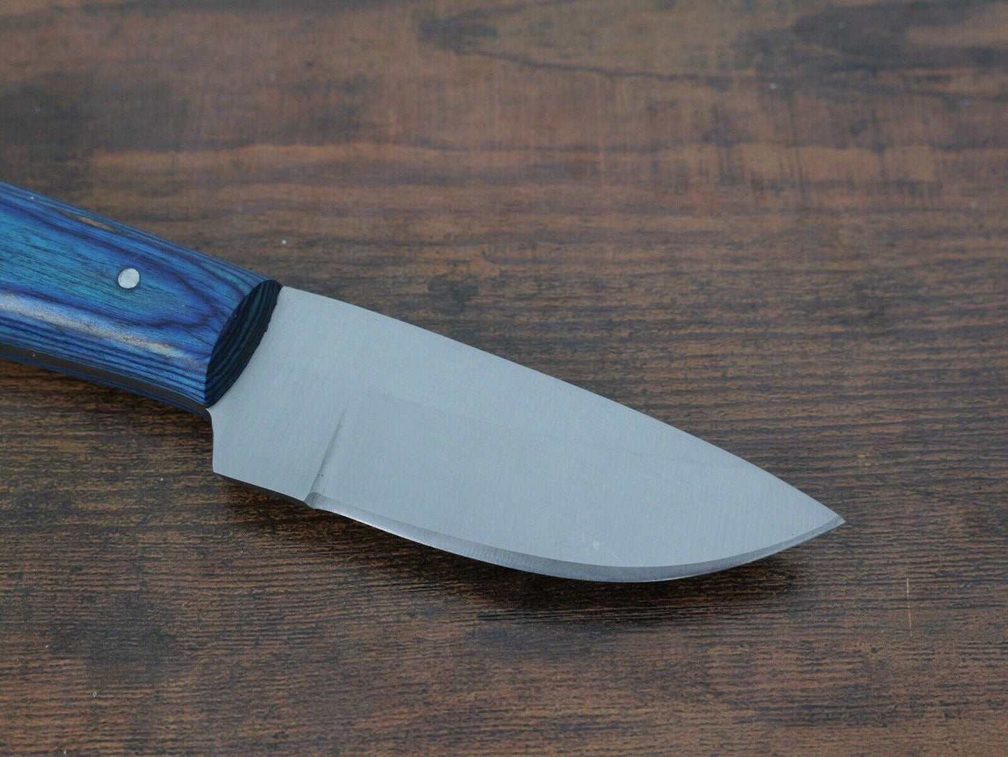 7.5 Fixed Blade Knife Big Handle 3” Blade Sharp Precision Tool Wood Handle Blue