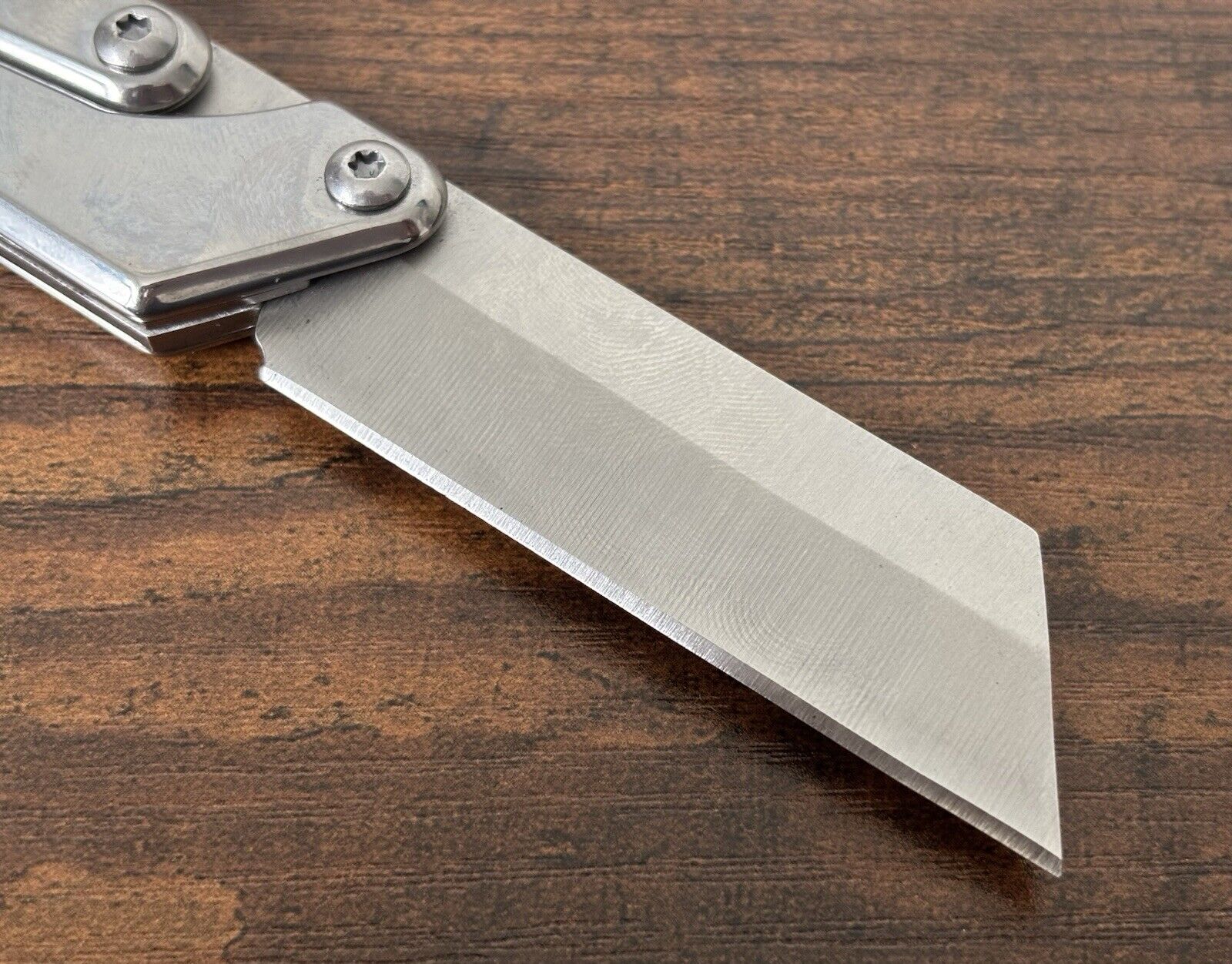 Folding Mechanical Pocket Knife 7 Inches Chrome Stainless Steel Reverse Tanto 