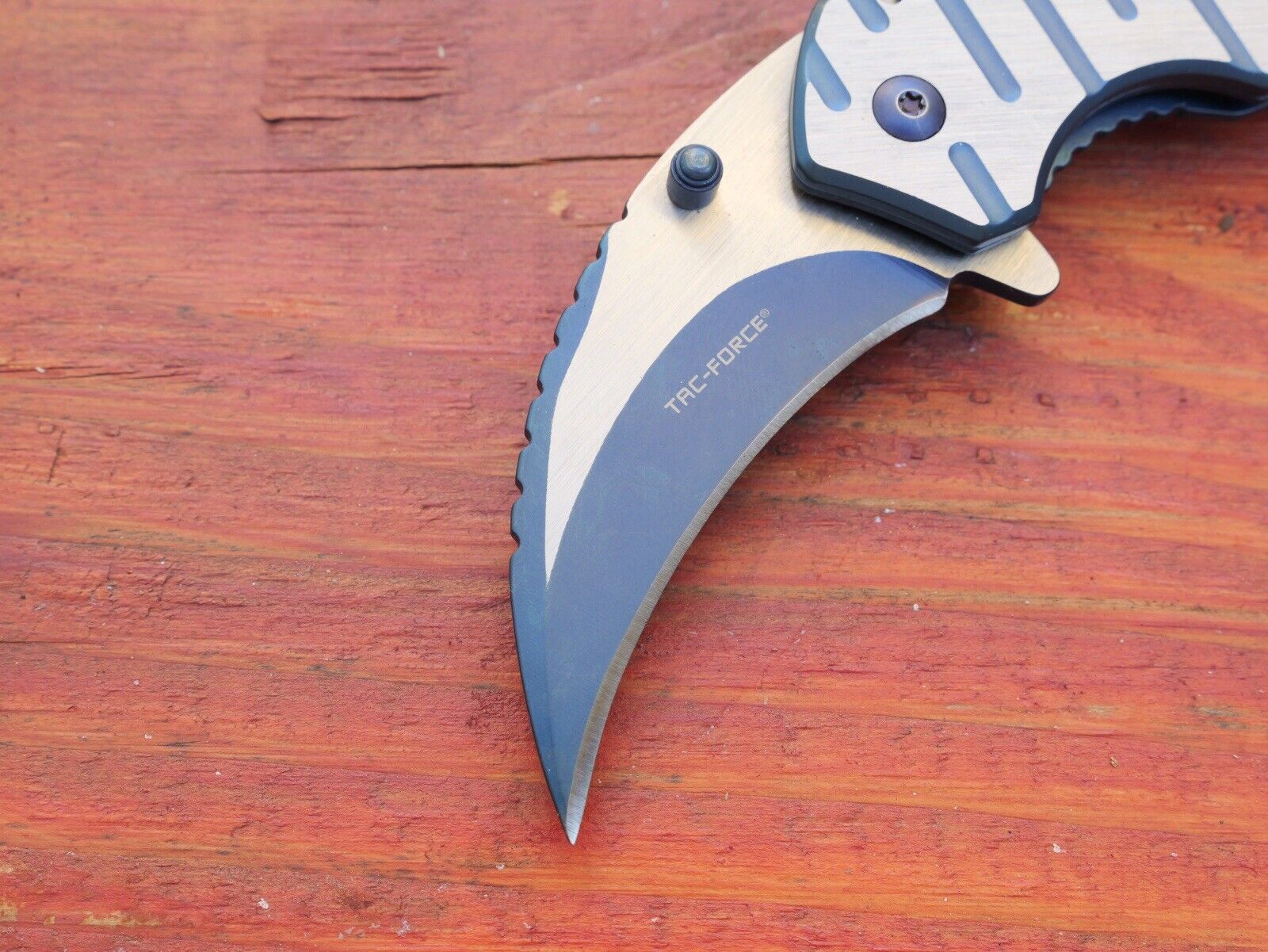 Metal Karambit Folding Pocket Knife Frame Lock Heavy Duty Spring Assist Blue