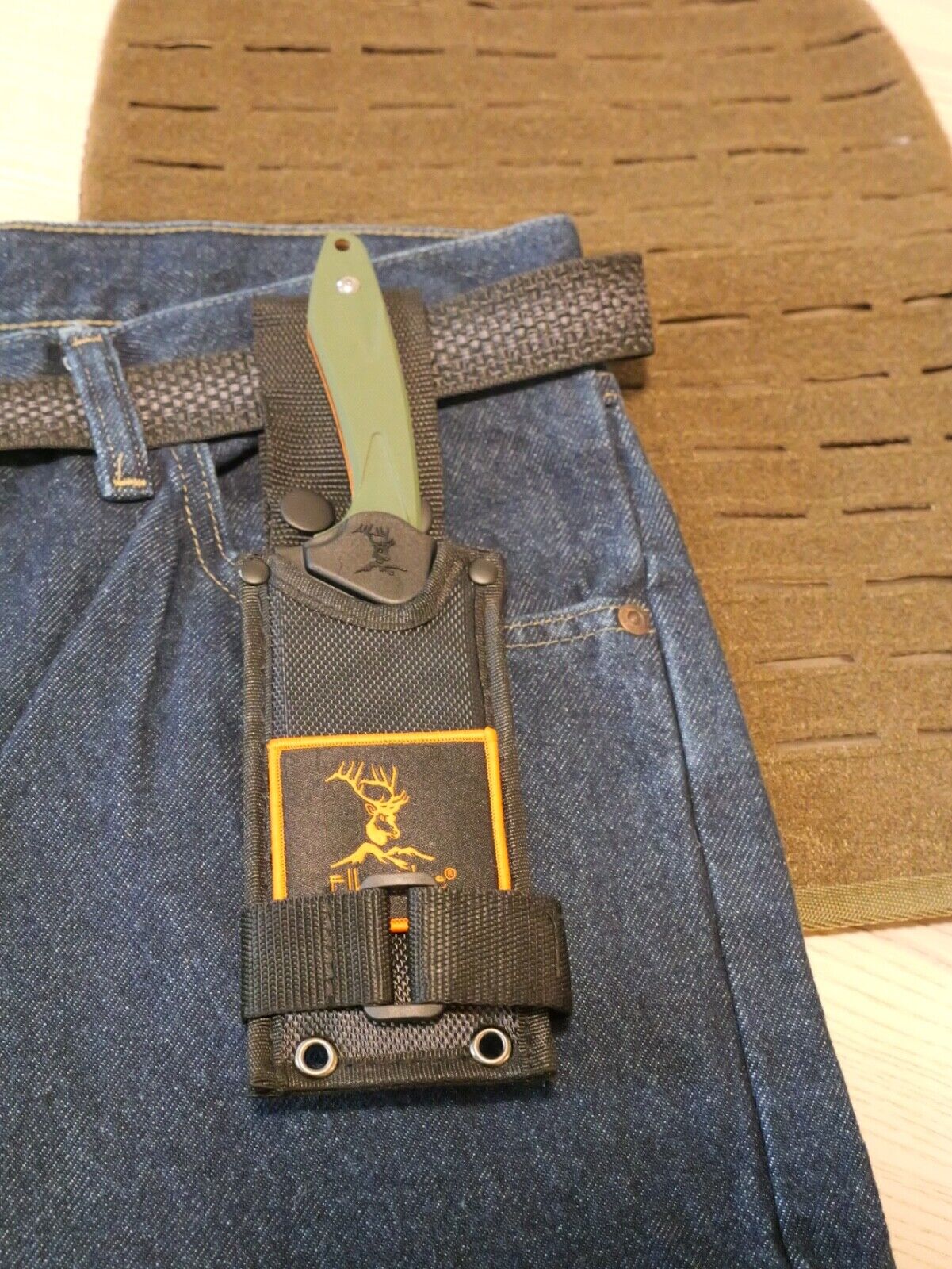 9" Fixed Blade Knife Horizontal Carry Hinterland Full Tang Green Tactical Sharp