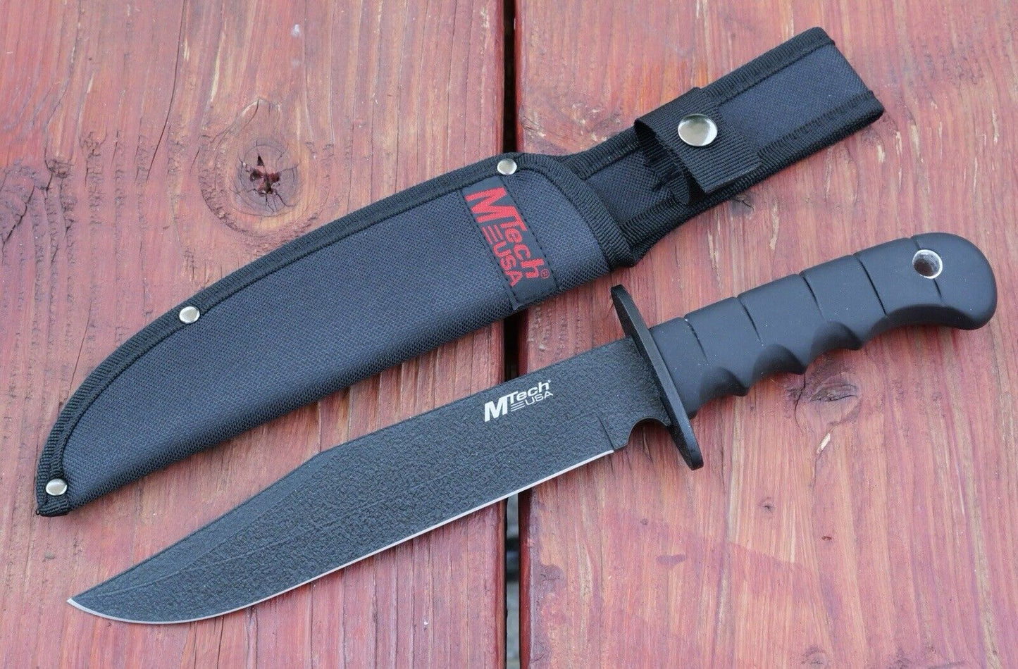 14” Fixed Blade Knife Black Stealth USMC Style Powder Coated Blade Rubber Handle