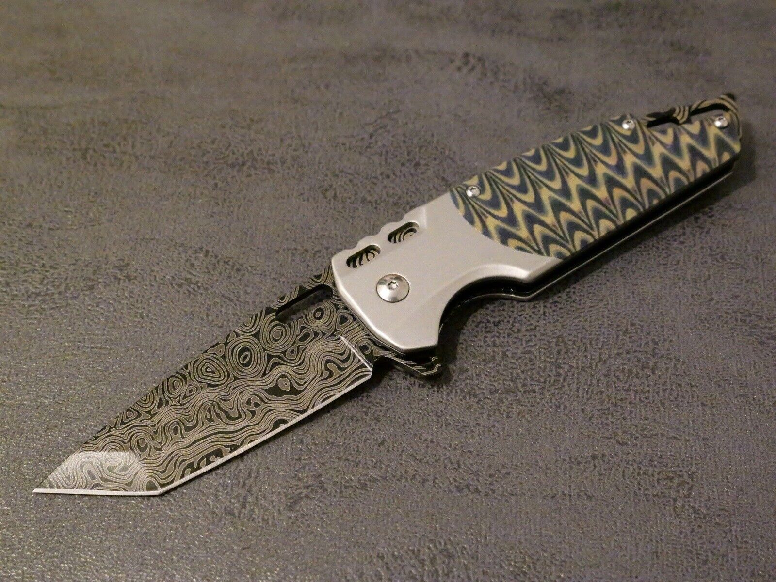 Full Size Pocket Knife Modern Design Spring Assist Tanto Psychedelic Belt Clip
