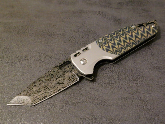 Full Size Pocket Knife Modern Design Spring Assist Tanto Psychedelic Belt Clip