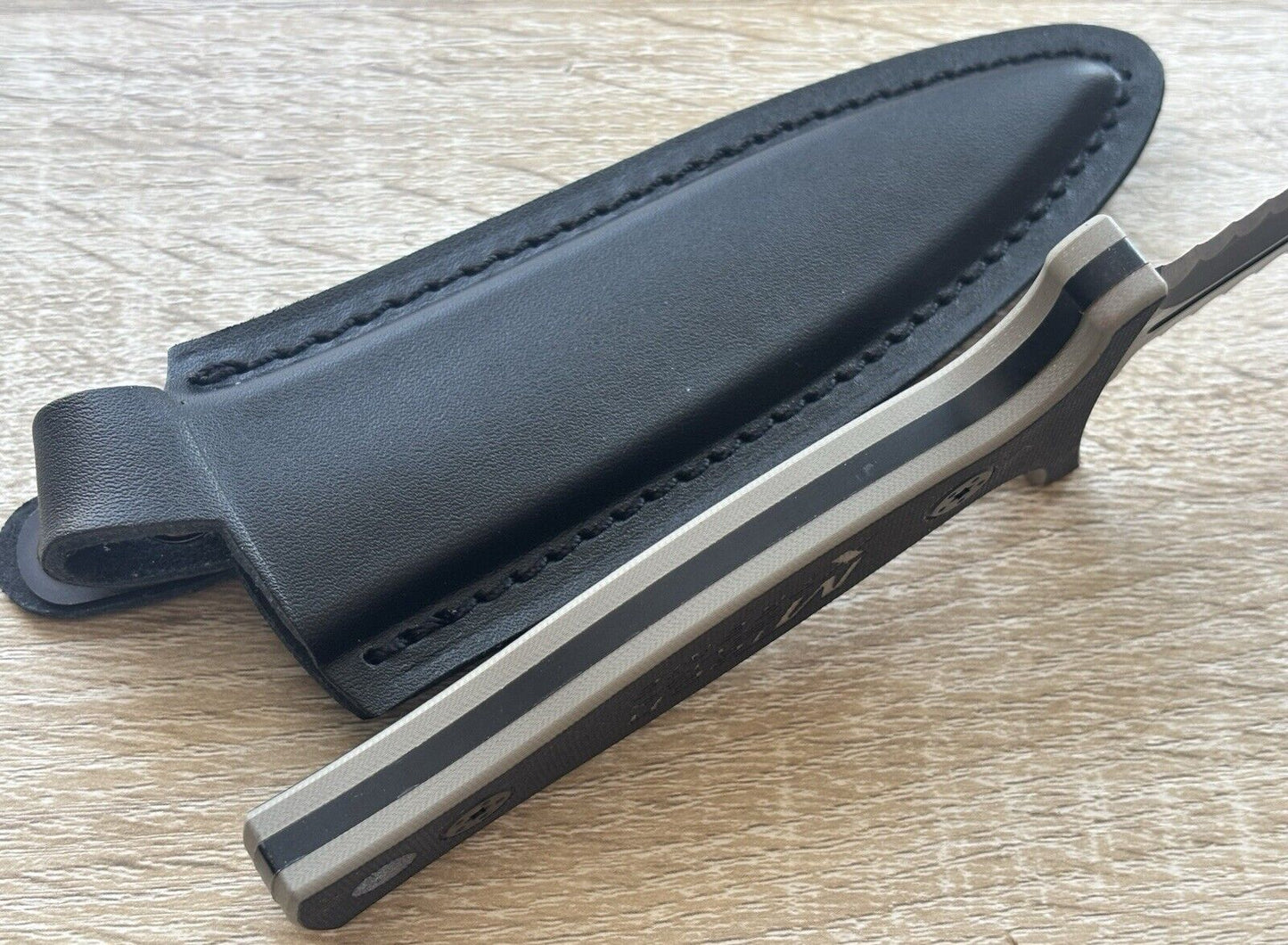 9” Boot Knife Heavy Duty Full Tang Spear Point Stealth Black Leather Sheath 