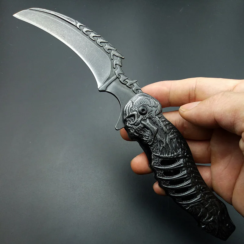 Skeleton Pocket Knife Spring Assisted Grim Reaper Design 8" Open Folding Knife