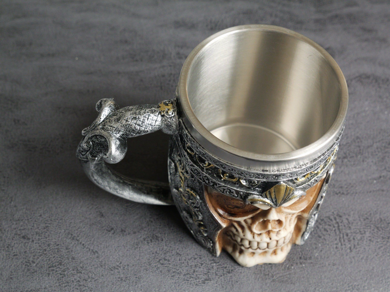 Skull Barrel Mug Rustic Medieval Feast 550ML Stainless Steel Norse Tankard Cup