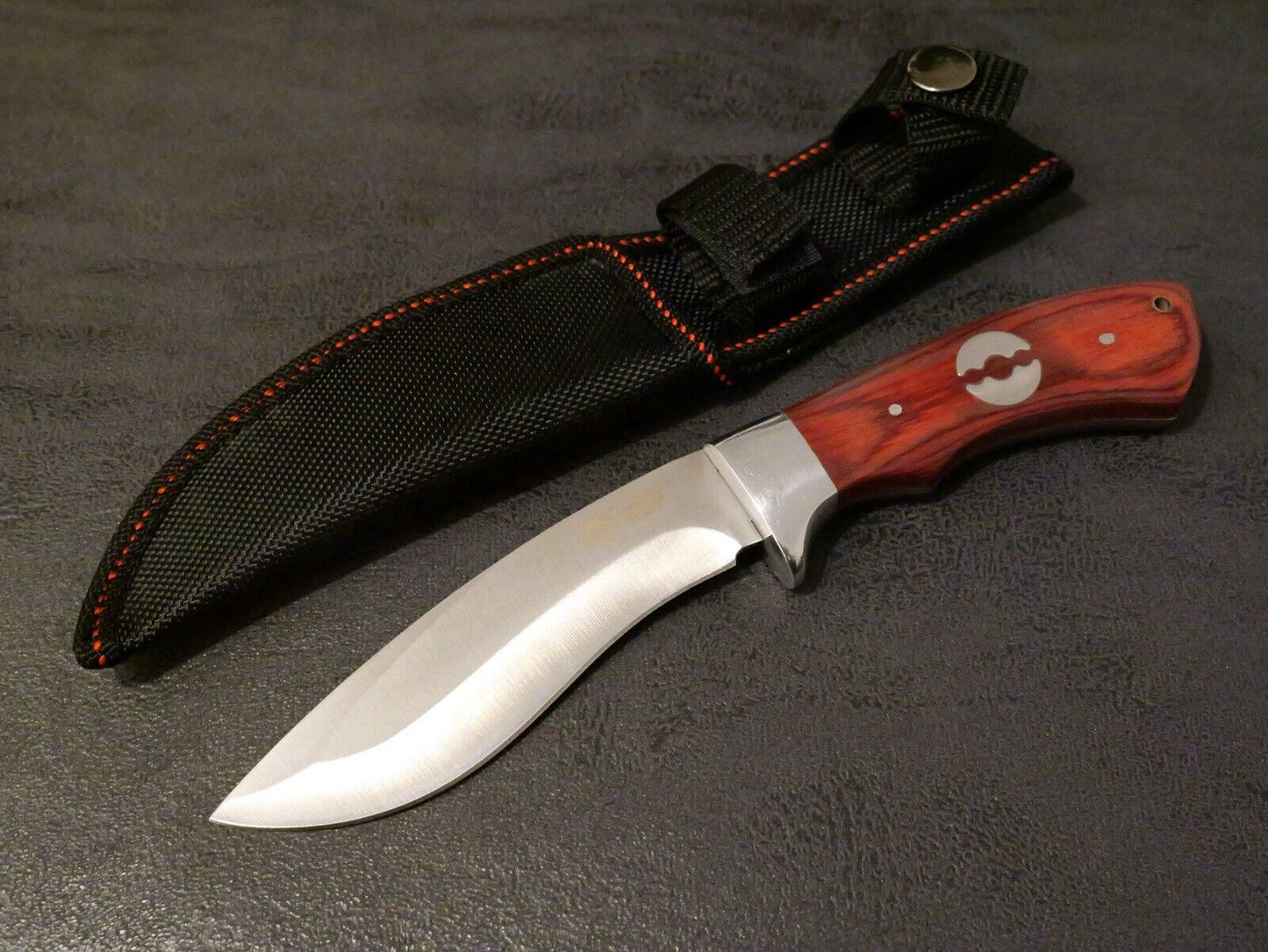 9” Mini Kukri Fixed Blade Knife Wood Handle Nylon Sheath 440 Stainless Steel Edc