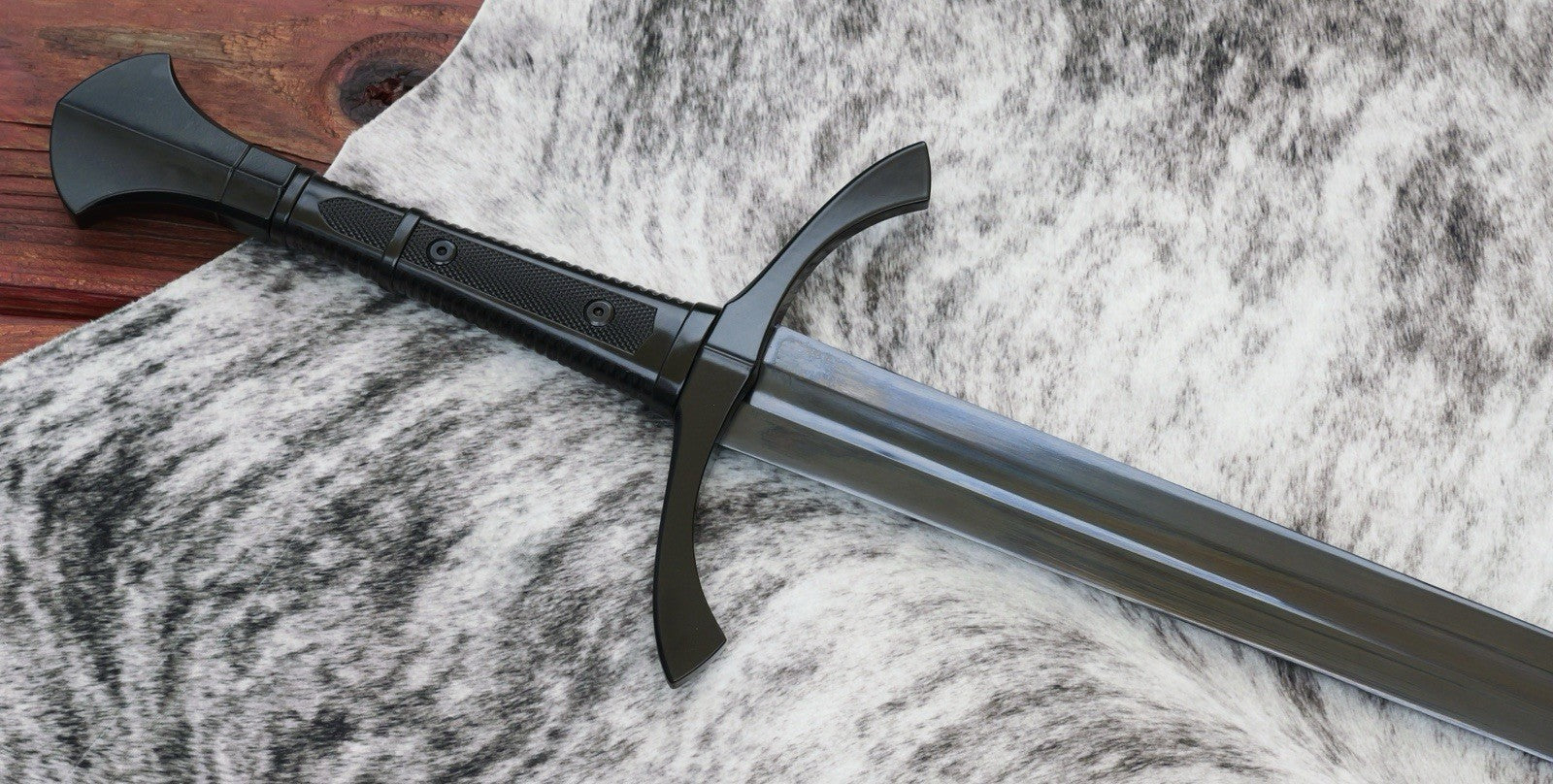 47” Medieval Longsword Dark Knight Black Sharp Battle Ready Double Edge 1065