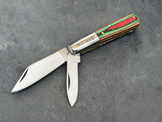 Barlow Vintage Retro Pocket Knife 2 Blades Sharp Stainless Steel Wood Handle