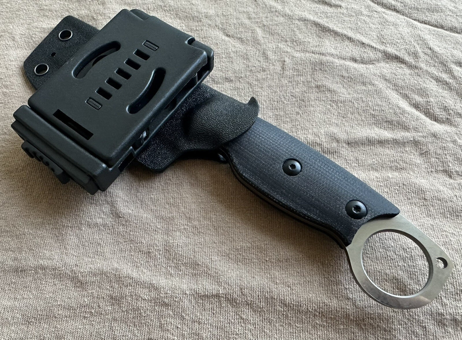 Fixed Blade Knife D2 Steel Horizontal Carry Sheath Warncliffe Blade discount