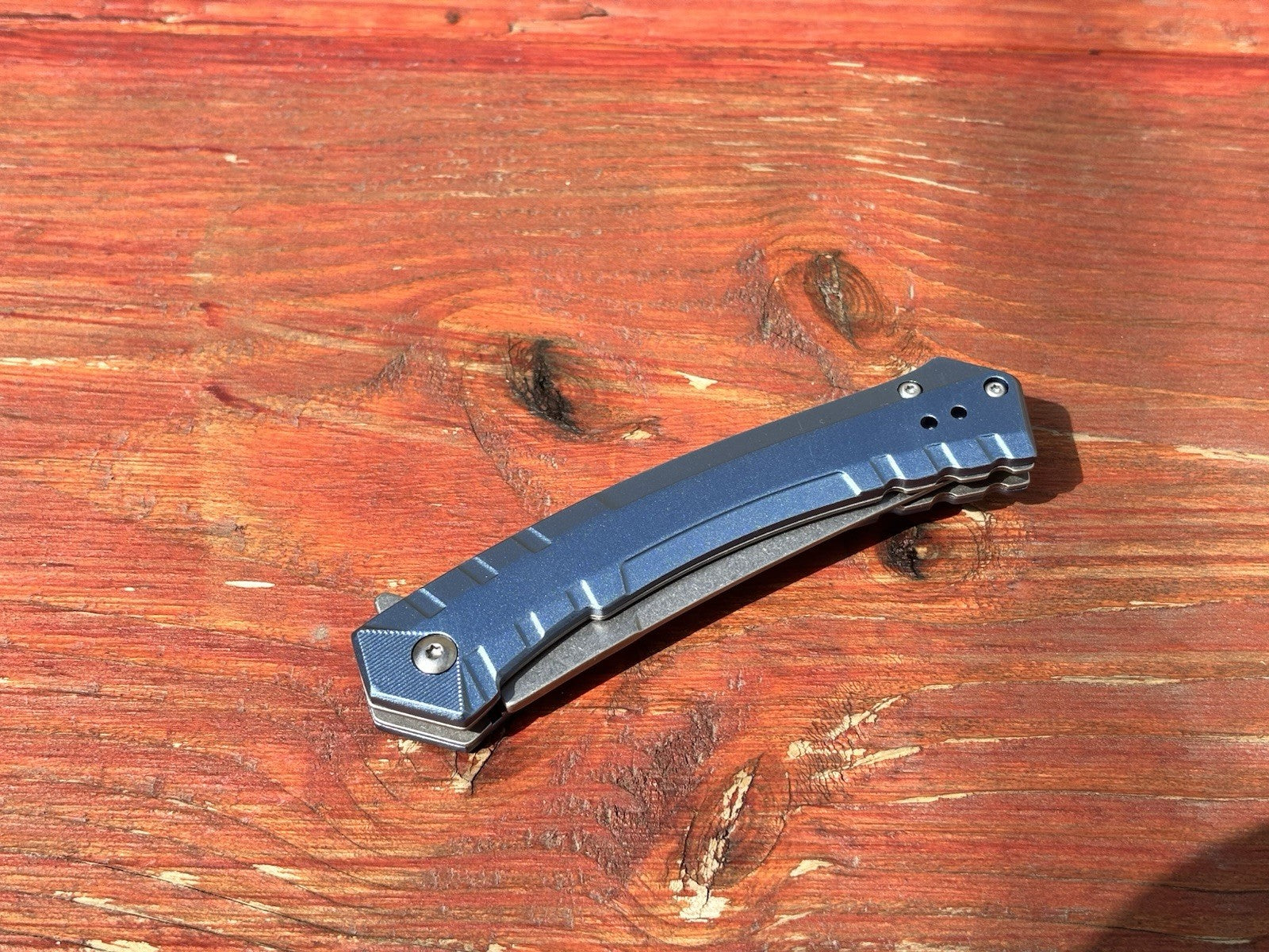 9” Slim Pocket Knife Full Metal Spring Assist Curved Tanto Blade Stonewashed Ceo