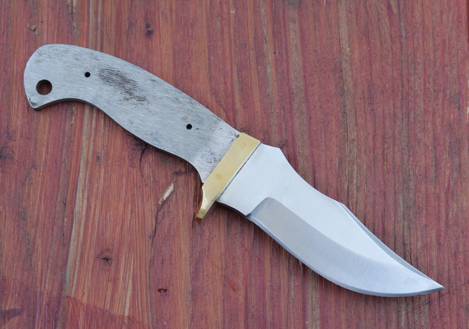 7” Blank Knife Fixed Blade Full Tang Brass Guard DIY Knifemaking