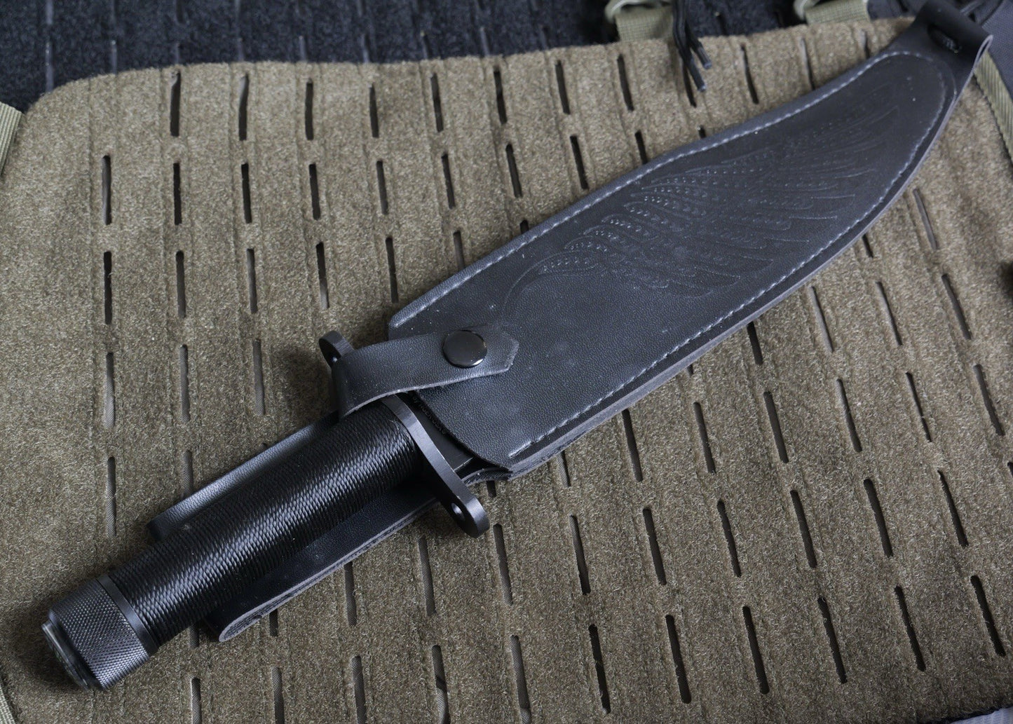 15” Survival Knife Fixed Blade Survival Kit Rambo Black  10” Blade Serrated Back