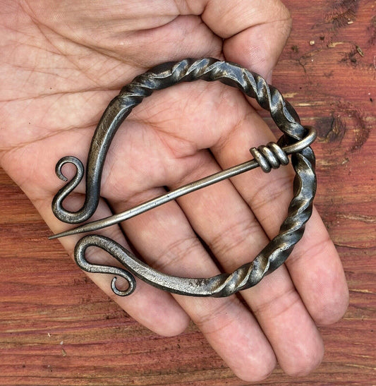 Medieval Cloak Pin Brooch Iron Hand Forged 3inches Heavy Duty Blacksmith Ornate