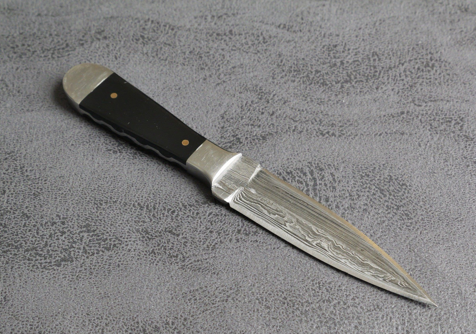 Conceal Carry Boot Knife Stealth Black Double Edge Slim Spear Point Damascus