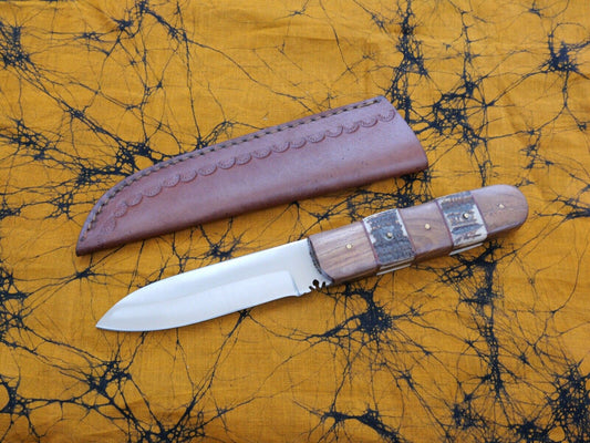 9” Puukko Knife Forged Full Tang Sharp Custom Leather Sheath Hand Stitched Finka