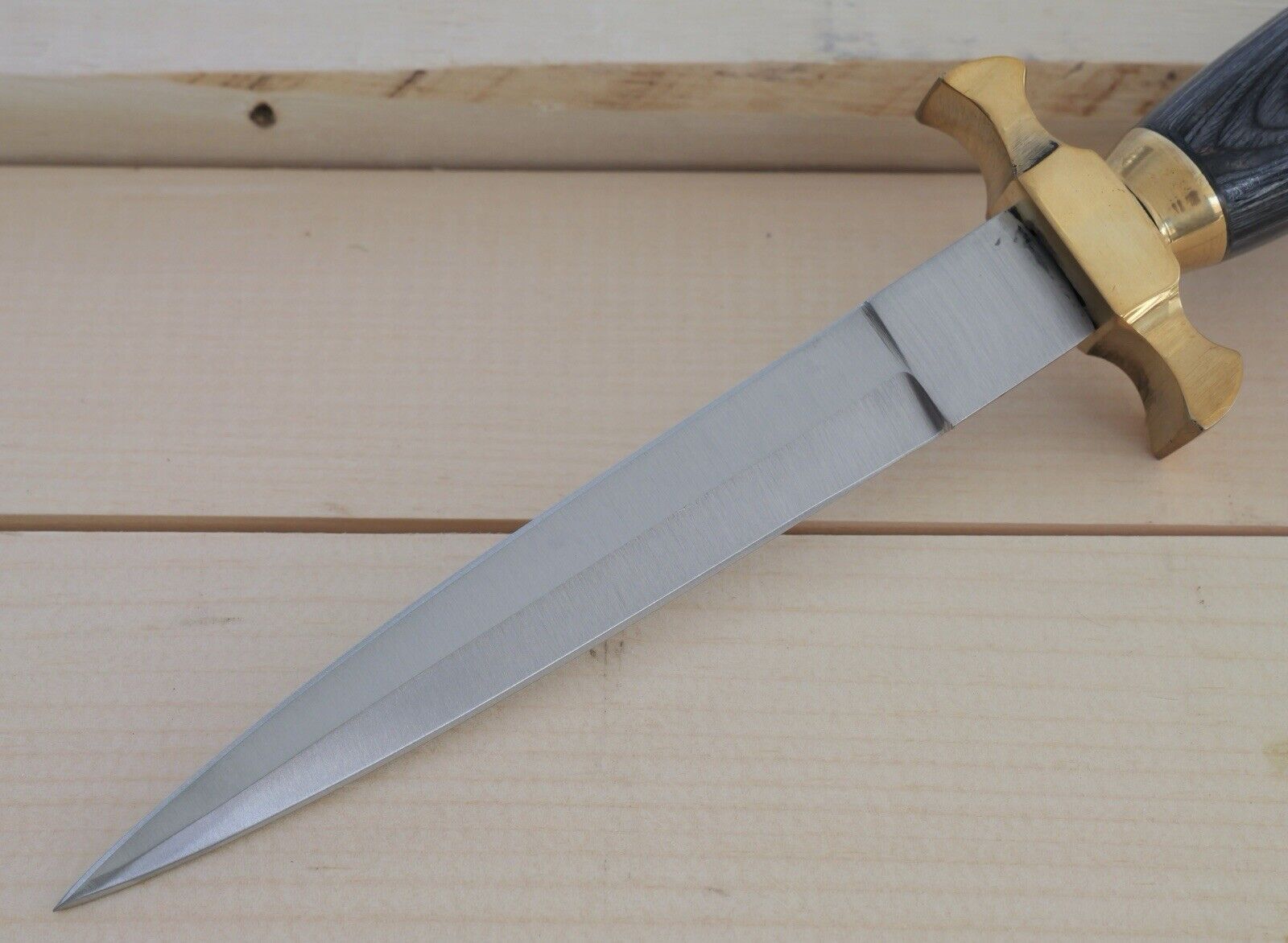 10” Mini Boot Knife Double Edge Spear Point Leather Sheath Belt Loop Wood Handle