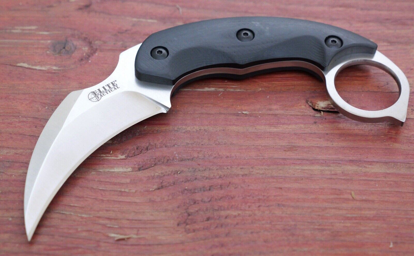 7” D2 Steel Karambit Kydex Sheath Full Tang Carbon Fiber Handle Horizontal Carry