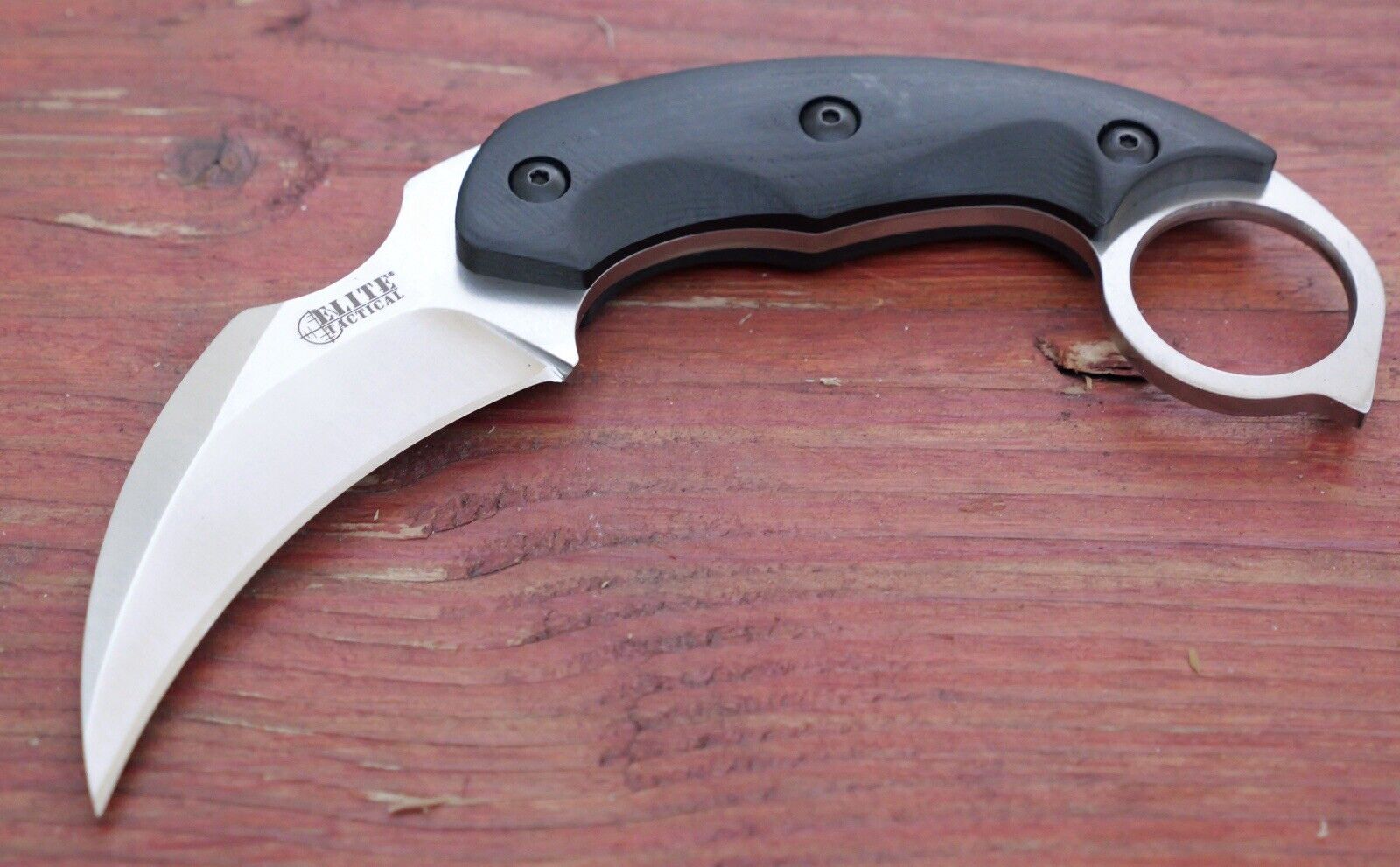 7” D2 Steel Karambit Kydex Sheath Full Tang Carbon Fiber Handle Horizontal Carry