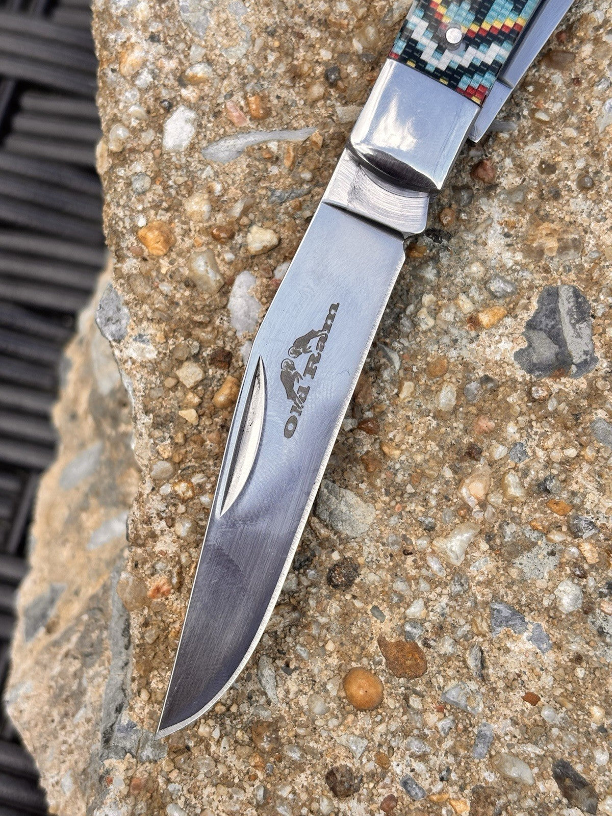 Elk Ridge 2 Blade Retro Pocket Knife Navajo Style Vintage Trapper XL 7.5”