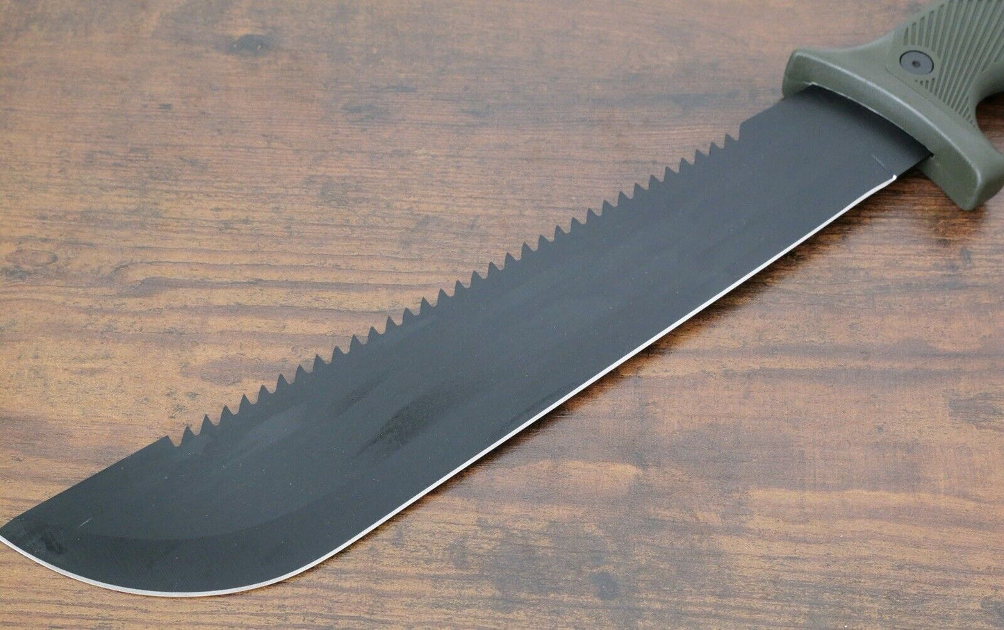 16” Mini Machete Black Saw back Full Tang Heavy Duty Tactical 5mm Thick Sharp