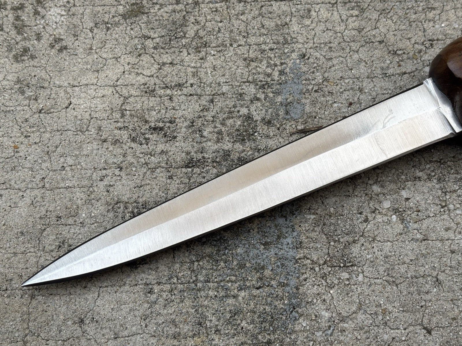 13” Bollocks Dagger Wood Handle Phallus Leather Sheath Spear Point Double Edge