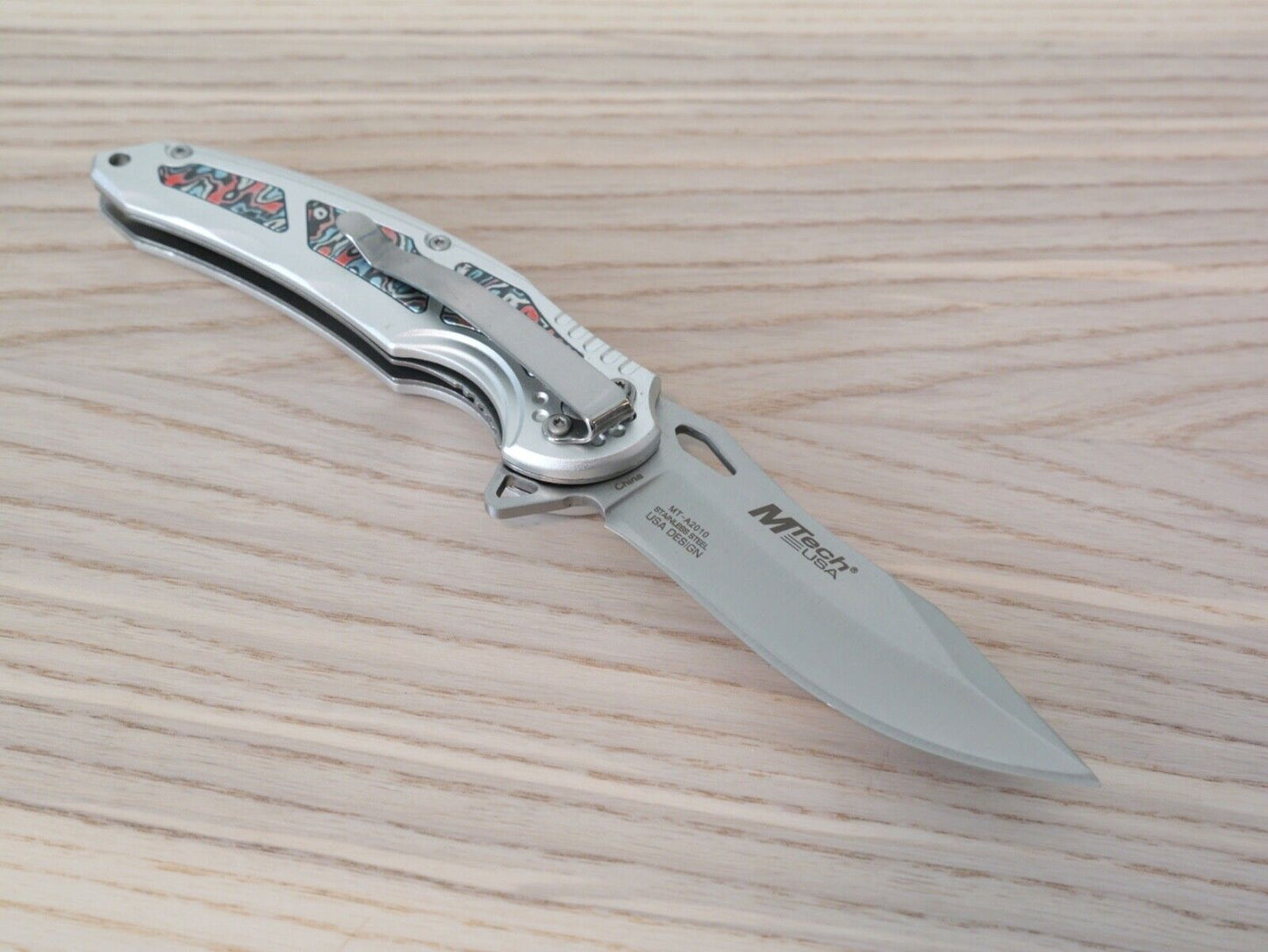 8" Full Metal Spring Assist Pocket Knife Pocket Clip Tie-Dye Psychedelic Design