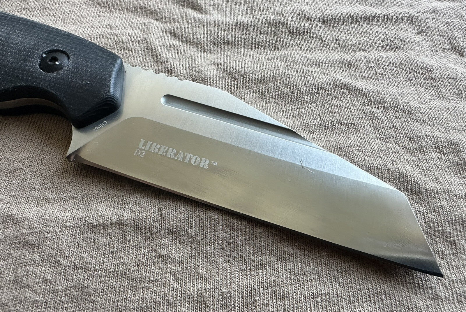 Fixed Blade Knife D2 Steel Horizontal Carry Sheath Warncliffe Blade discount