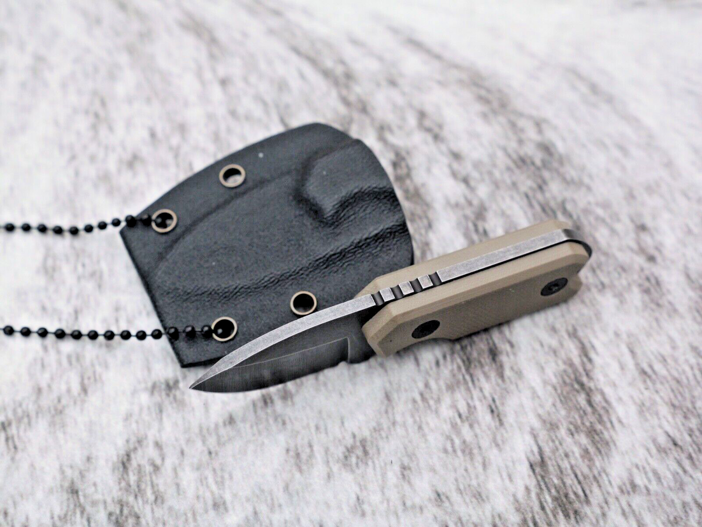 tiny neck knife 9cm full tang kydex sheath 3cm blade ball chain conceal carry