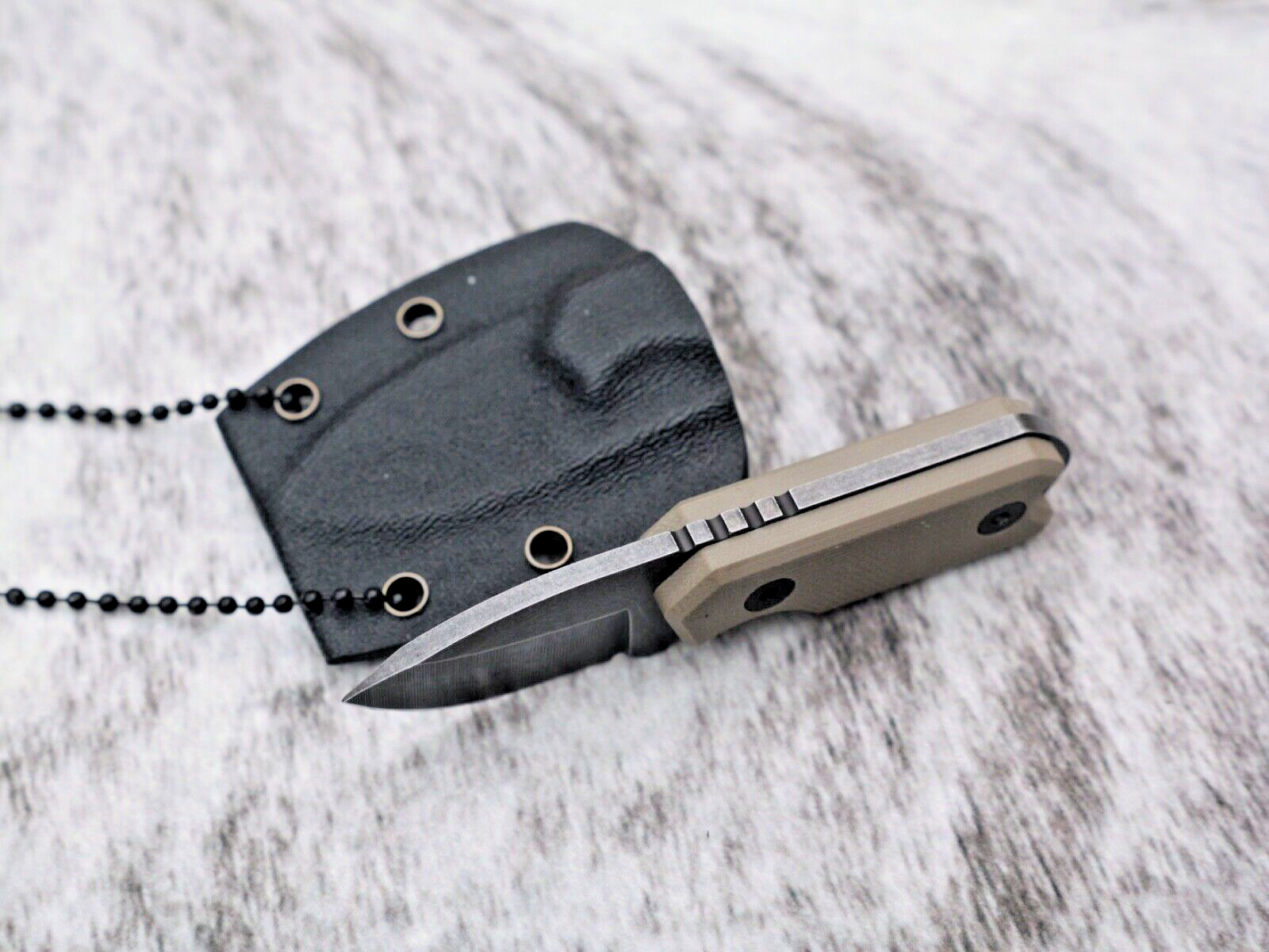 tiny neck knife 9cm full tang kydex sheath 3cm blade ball chain conceal carry