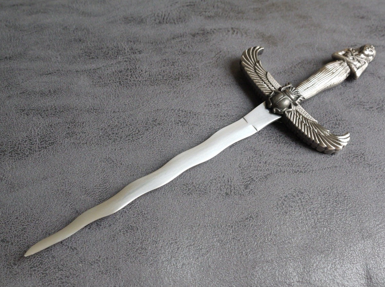 14” Kris Blade Dagger Double Edge Sharp Metal Scabbard Pharaoh Egyptian Mummy