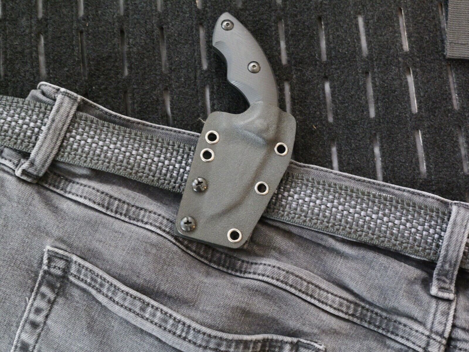 Stealth Black Fixed Blade Knife Mini Combat Knife 5" D2 Kydex Swat Tactical edc