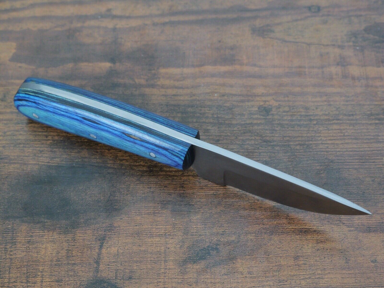 7.5 Fixed Blade Knife Big Handle 3” Blade Sharp Precision Tool Wood Handle Blue