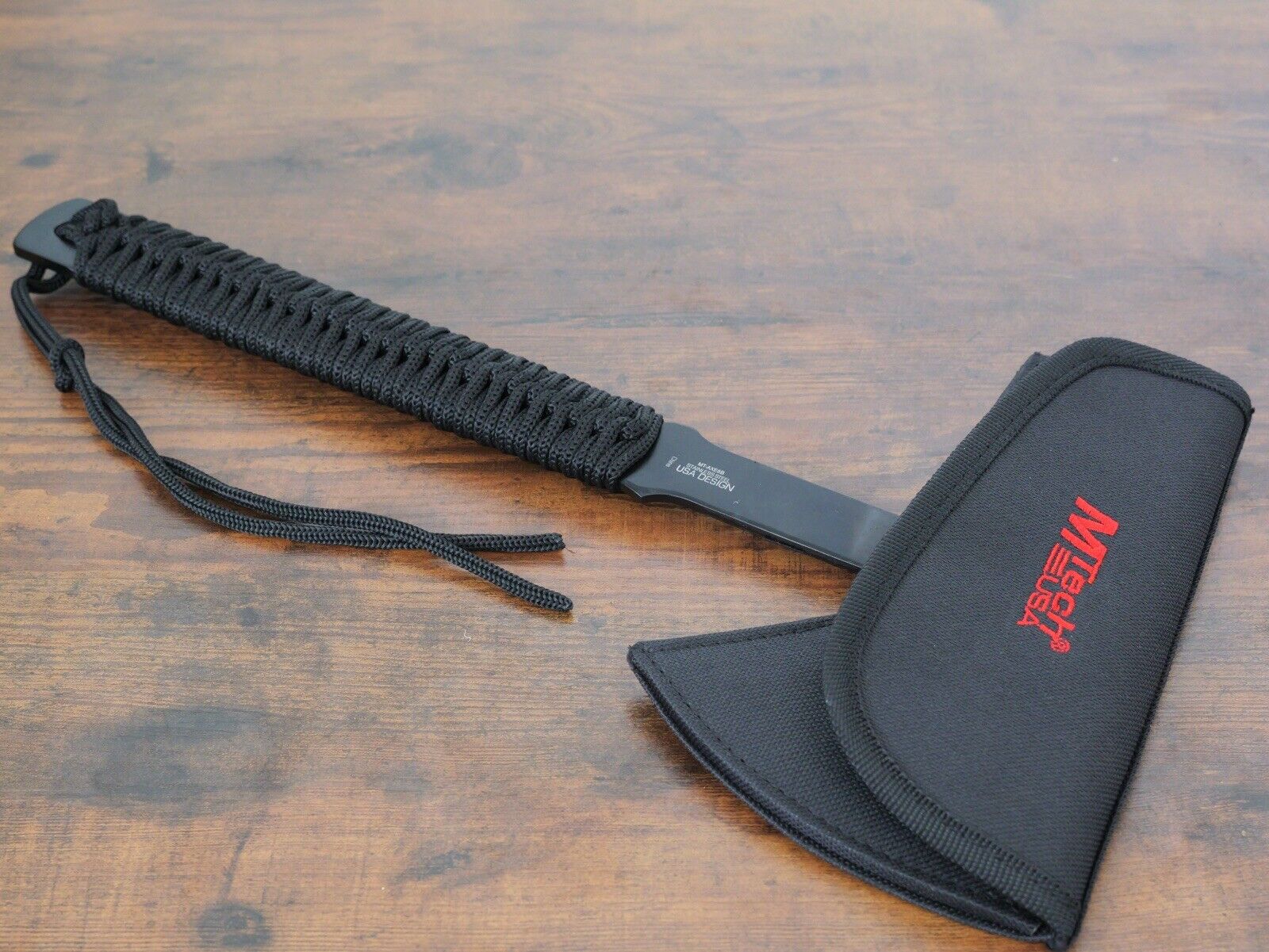 15” Axe Full Tang Stealth Black Swat Heavy Duty 5mm Thick Indestructible Sheath