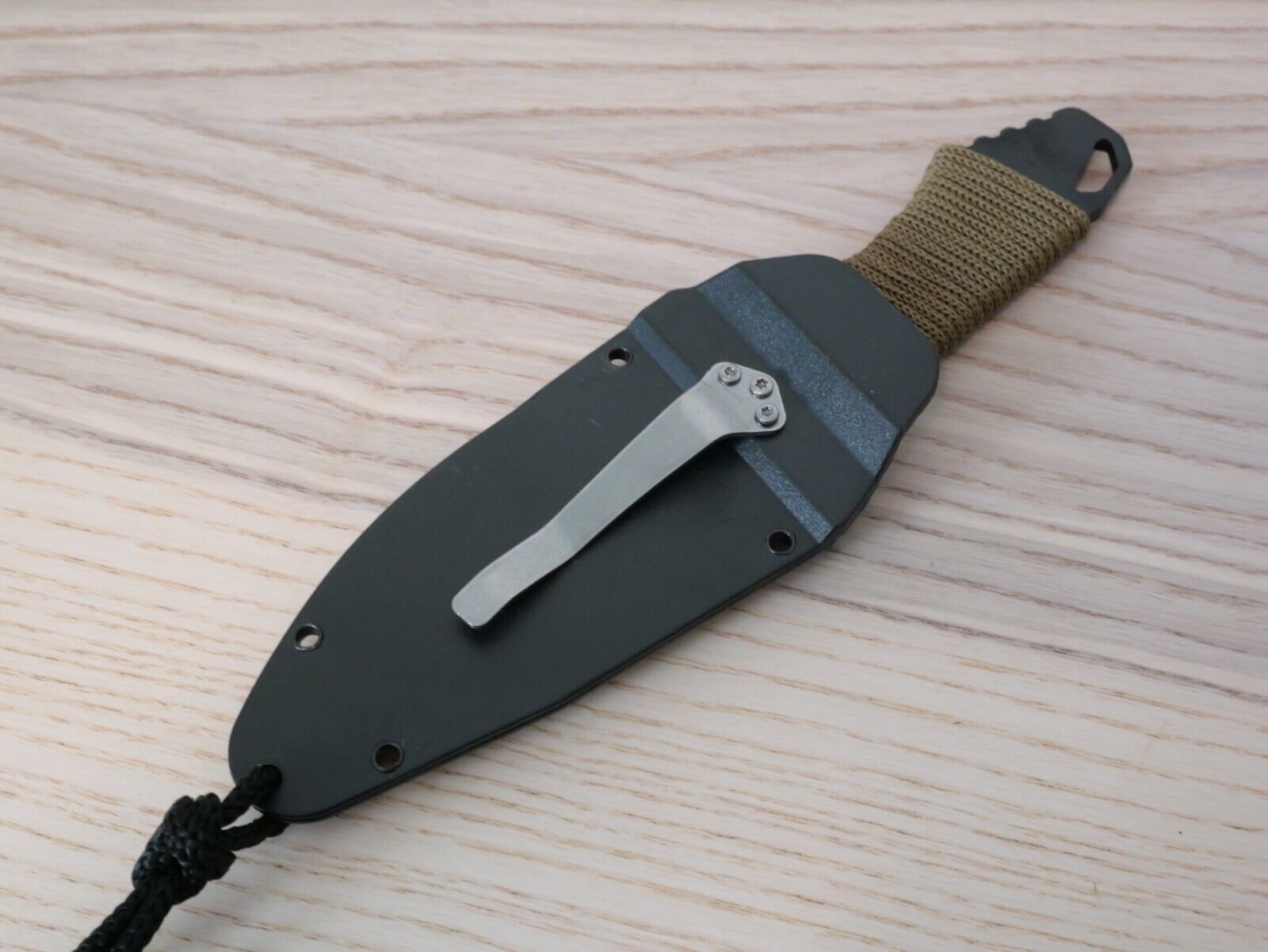8" Fixed Blade Pocket Knife Neck Knife Necklace Green Cord Wrapped EDC Full Tang