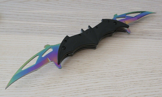 DARK KNIGHT SPRING ASSISTED DUAL BLADE BATMAN TACTICAL FOLDING Pocket KNIFE Rgb