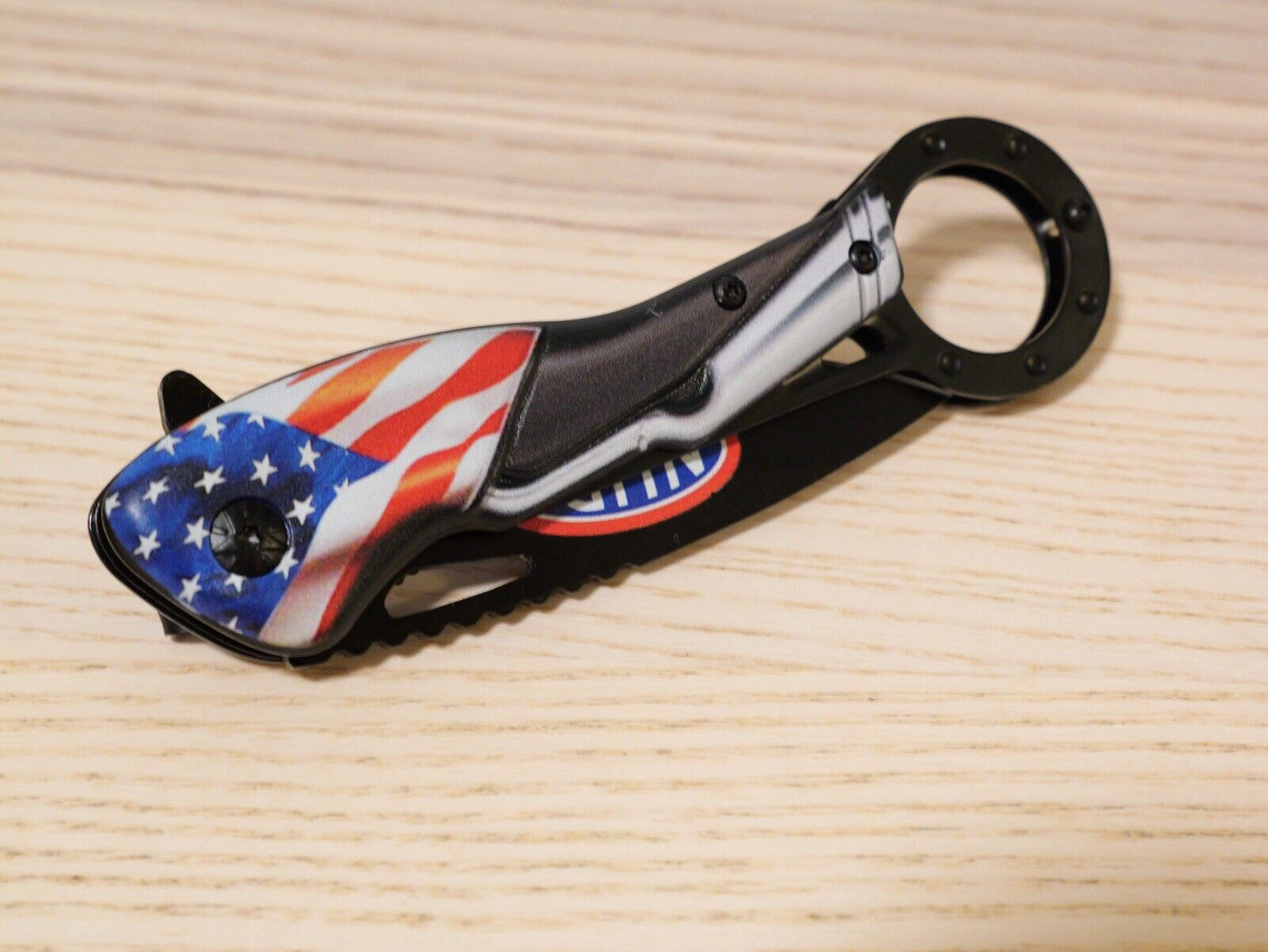 NHRA Pocket Knife Spring Assisted Karambit Drag Racing Knife Belt Clip Black