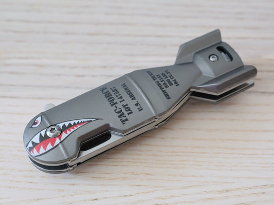 Small Pocket Knife Missile USA Army Design Spring Assist Pocket Clip Shark Gray