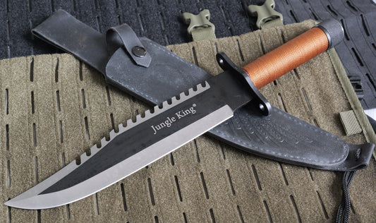 15” Survival Knife Fixed Blade Survival Kit Firstblood Tan 10” Blade Serrated
