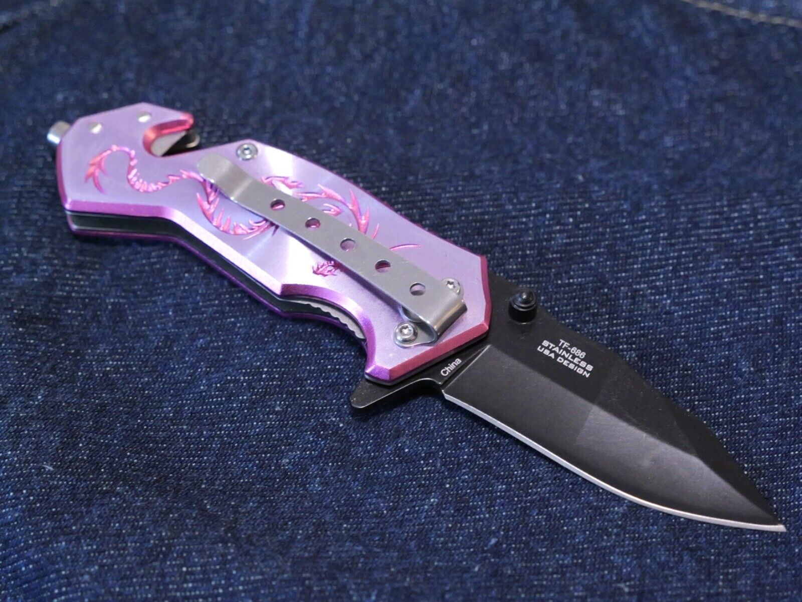 Pink Dragon Strike Pocket Knife Mini Ladies 6" Overall 2" Blade Small Cute
