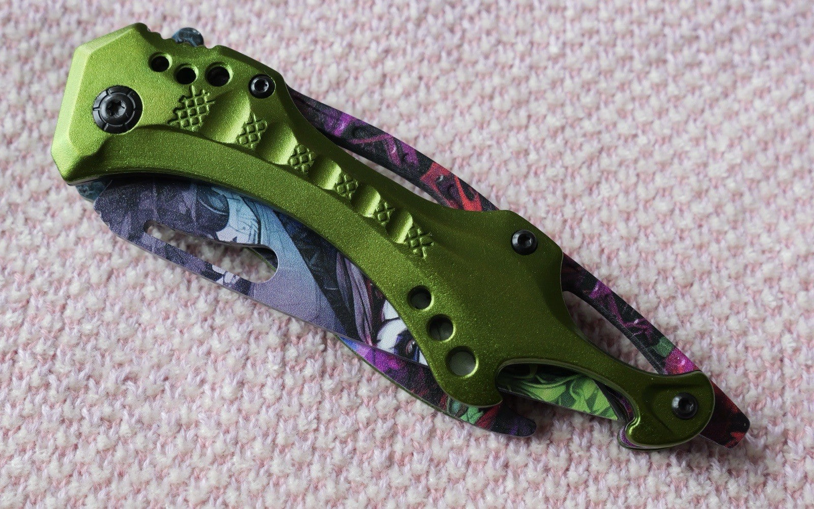 DARK KNIGHT ASSISTED Green Joker WHY SO SERIOUS FOLDING Pocket KNIFE