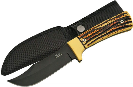 9.5" Suvival Knife Fixed Blade Full Tang Stealth Black Nylon Sheath Sharp EDC