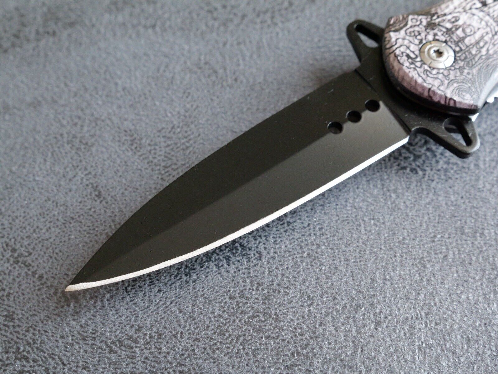 Full Size Demon Pocket Knife Black Blade Spear Point 3.5” Blade Length Belt Clip