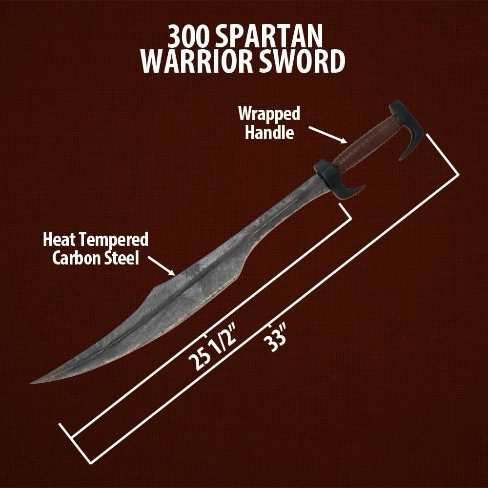 King Leonidas Spartan Warrior Sword Authentic 33" Length 3.6 Lbs 1cm Thick Blade