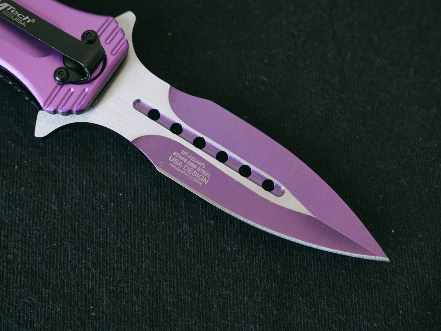 Pink Pocket Knife Spear Point Sharp Poke Ladies Self Defence Spring Assist Girls