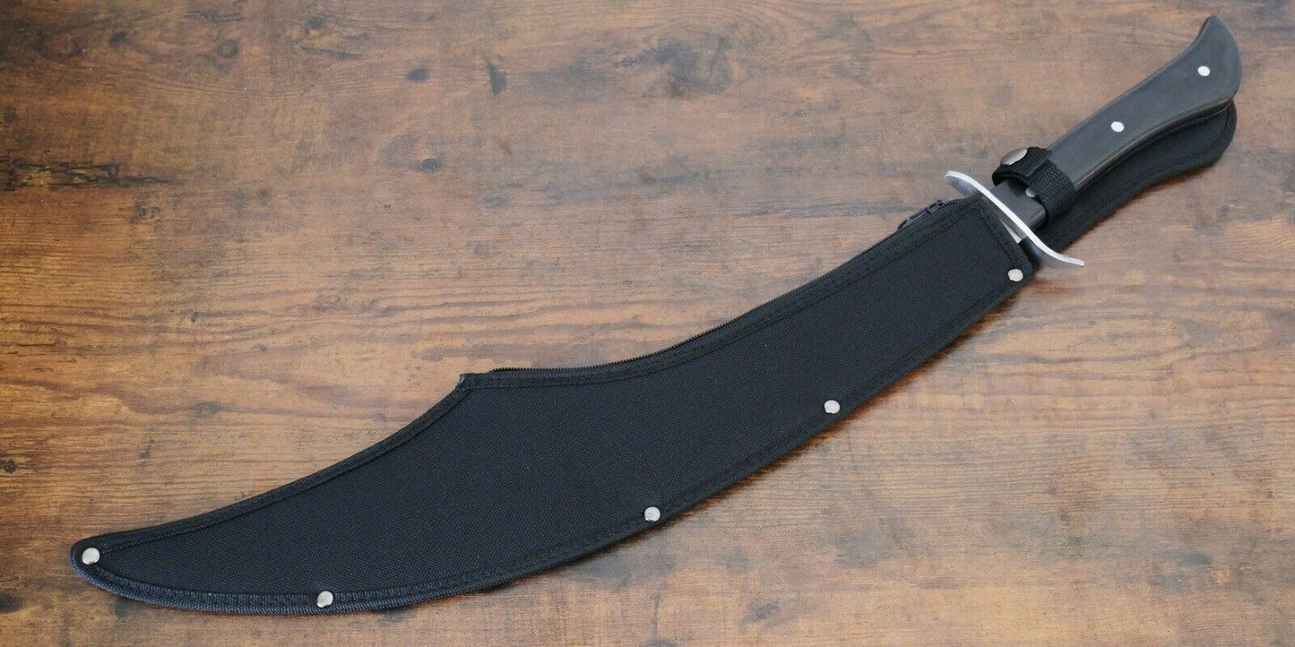 25” Scimitar Full Tang Wood Handle Nylon Sheath 18” Curved Blade Back Strap