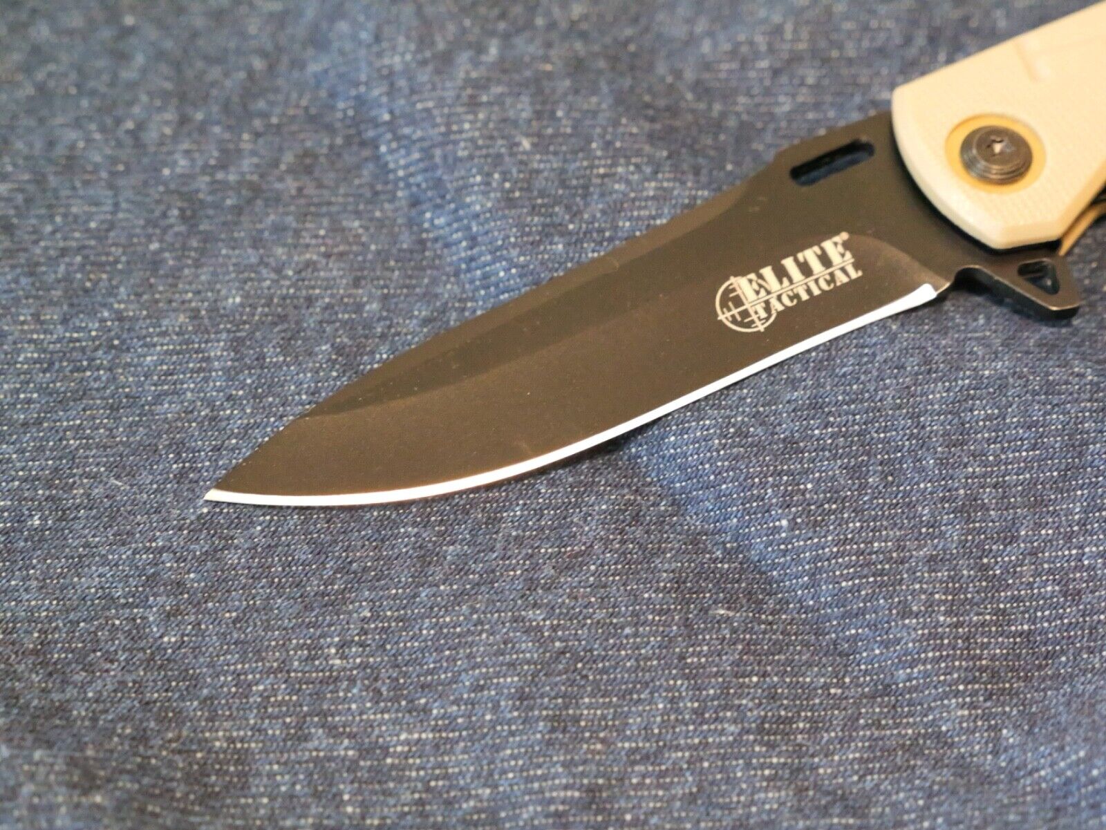 Elite Tactical Desert Spring Assist Pocket Knife 8CR13 Black Blade Tan Handle
