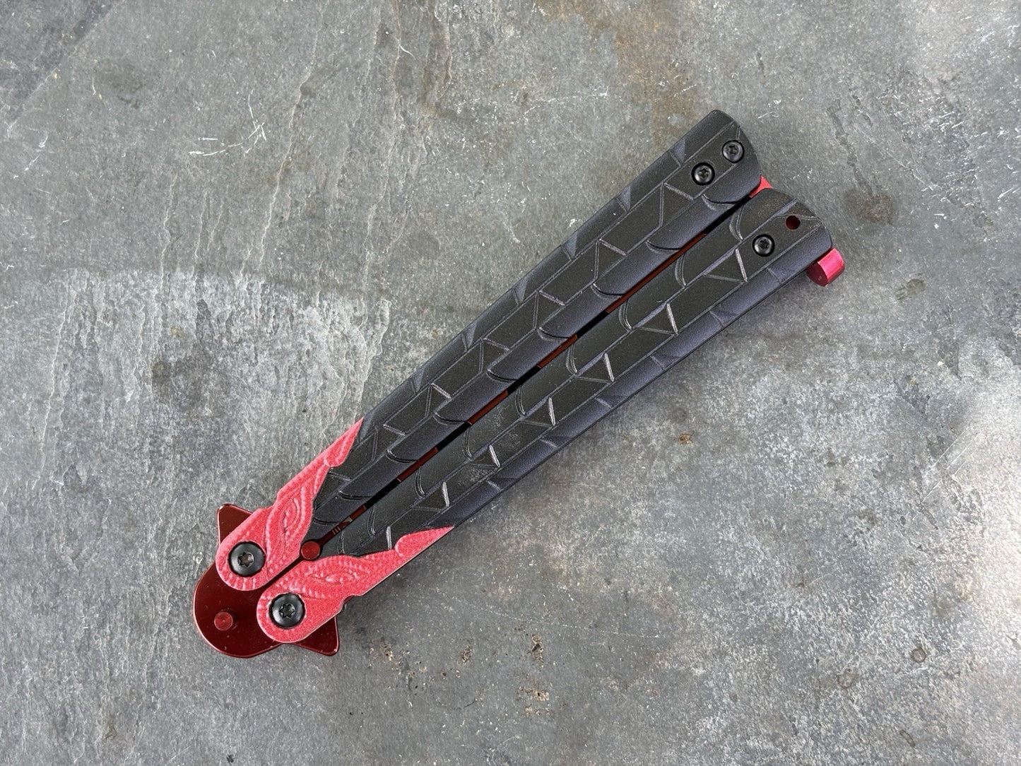 5.5" TRAINING BUTTERFLY Balisong Practice Red Black Flip Trick Toy Blunt