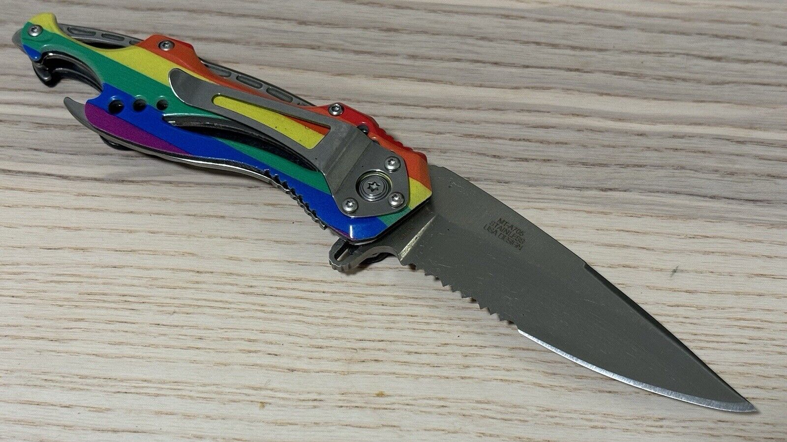 Pocket Knife LGBTQ+ Gay Pride Rainbow Flag Full Size Pocket Clip Folding Blade 