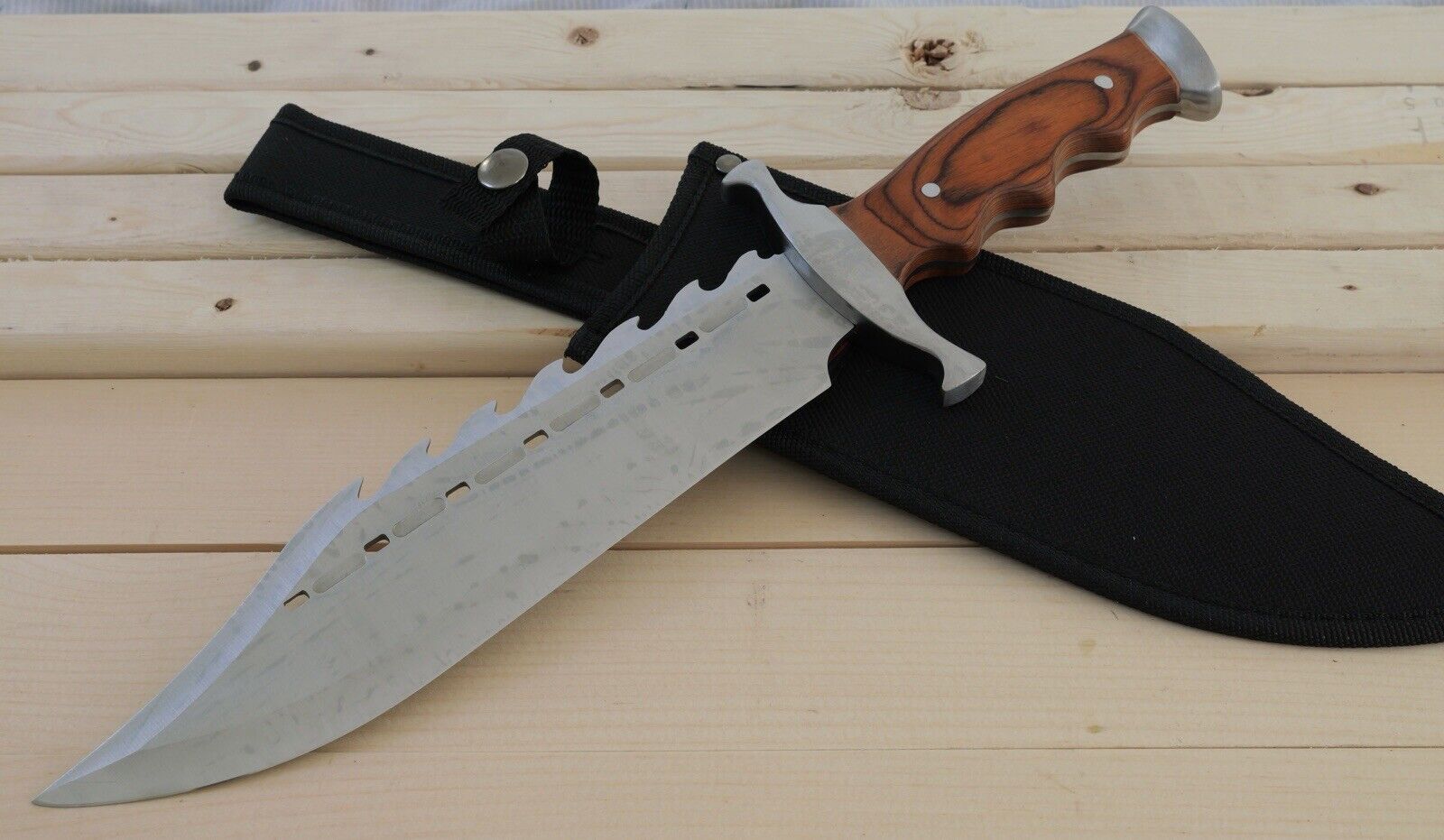 15” Bowie Knife Full Tang Classic MEGA XL Sawback Nylon Sheath Hilt Heavy Duty